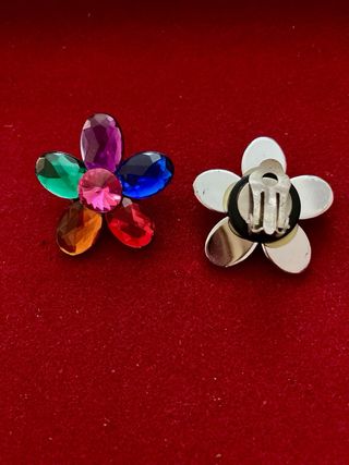 Pendientes vintage flor piedras multicolor