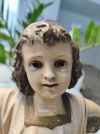 Figura niño Jesús en la cruz tipo Olot.