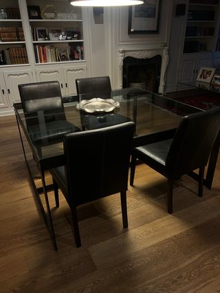 Sedie da pranzo in pelle nera (4 unità)