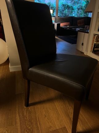 Sedie da pranzo in pelle nera (4 unità)