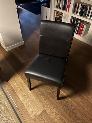 Sedie da pranzo in pelle nera (4 unità)