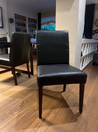 Sedie da pranzo in pelle nera (4 unità)