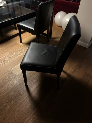 Sedie da pranzo in pelle nera (4 unità)