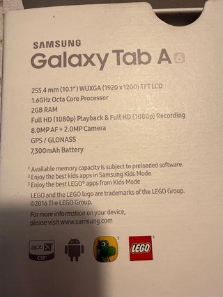 Samsung Galaxy Tab A 10.1 Blanca