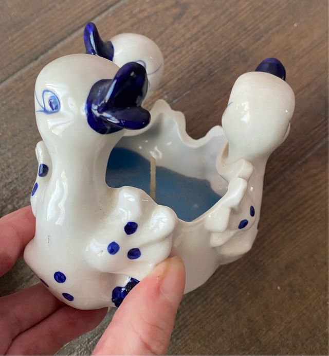 Candela con anatroccoli in ceramica