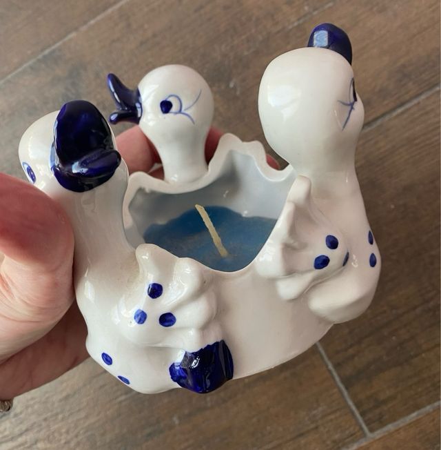 Candela con anatroccoli in ceramica