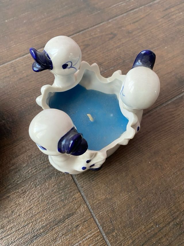 Candela con anatroccoli in ceramica