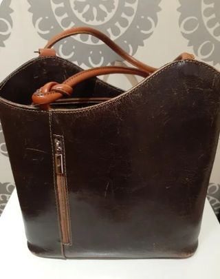 Bolso Verapelle Cuero Marrón y Negro