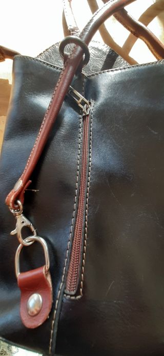 Bolso Verapelle Cuero Marrón y Negro