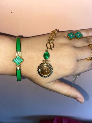 Conjunto Joyería Oro y Verde