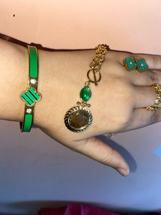 Conjunto Joyería Oro y Verde