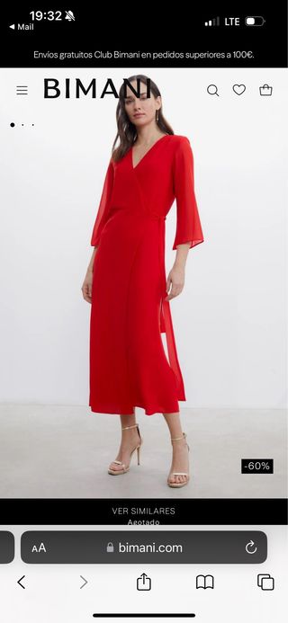 Vestido Bimani Rojo Oscuro Talla XS