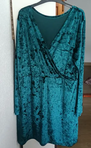 Vestido Terciopelo Verde Talla Grande