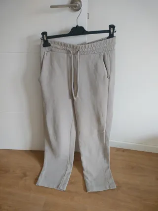 Pantalón deportivo beige mujer Talla S Zara