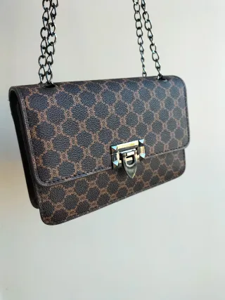 Borsa postina marrone con fantasia