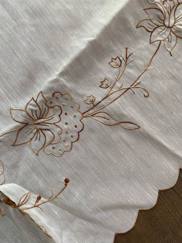 2 Tende dietro vetro ricamate