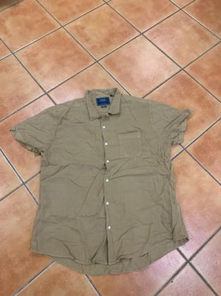 Camisa Lino Manga Corta XXL Beige
