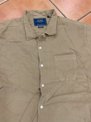 Camisa Lino Manga Corta XXL Beige