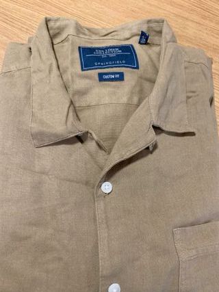 Camisa Lino Manga Corta XXL Beige