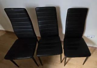 Set di 3 sedie nere