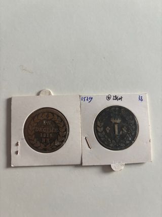 2 Monedas Francia 1815 Un Decime BB