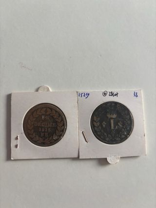 2 Monedas Francia 1815 Un Decime BB