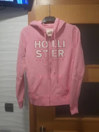 Sudadera Hollister Rosa con Cremallera Talla S