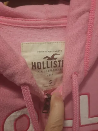 Sudadera Hollister Rosa con Cremallera Talla S