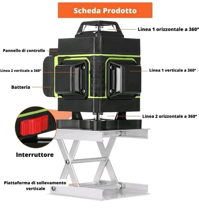 Livella Laser Autolivellante 4D 16 Linee Tracciato