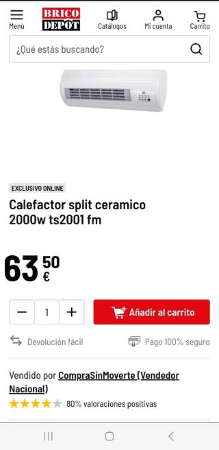 Calefactor Split Cerámico FM TS-2001
