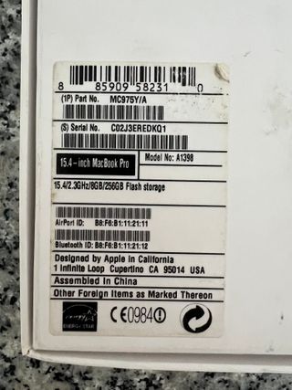MacBook Pro Retina 15,4" (2012) – Caja Original