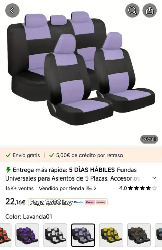 Fundas universales para asientos de coche