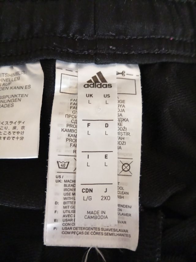 Pantalón Adidas Negro con Raya Blanca talla L