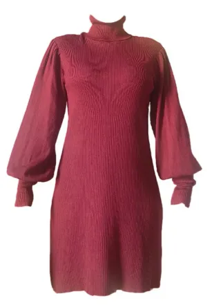 Vestido midi Zara rojo manga abullonada