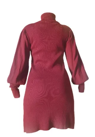 Vestido midi Zara rojo manga abullonada