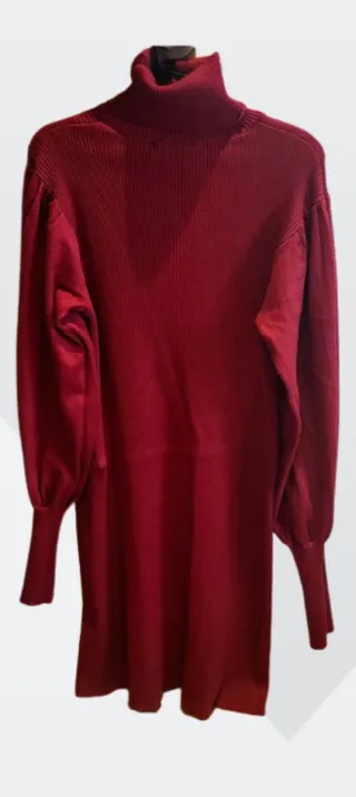 Vestido midi Zara rojo manga abullonada