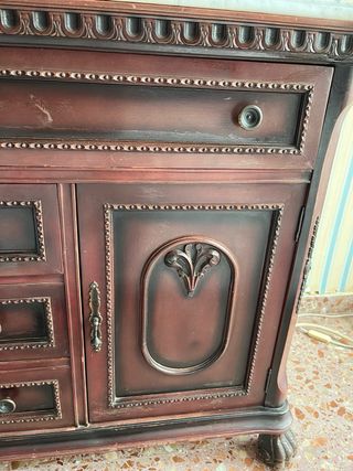 Mueble dormitorio madera y mármol