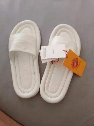 Sandalias Mango Piel Blancas Talla 38-39