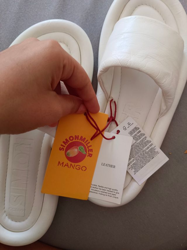 Sandalias Mango Piel Blancas Talla 38-39