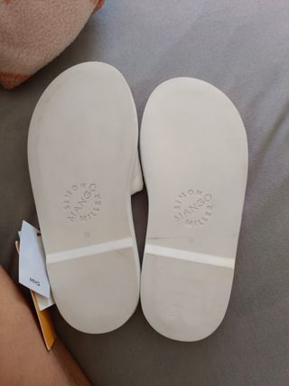Sandalias Mango Piel Blancas Talla 38-39