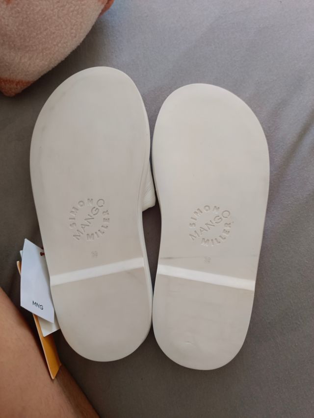 Sandalias Mango Piel Blancas Talla 38-39