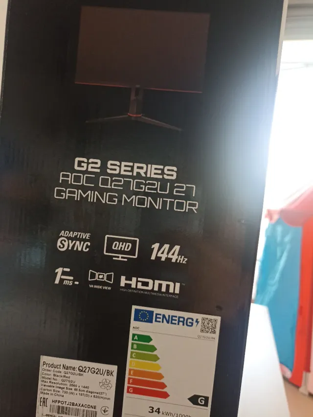 Monitor AOC Q27G2U 27 144Hz QHD 2K VA