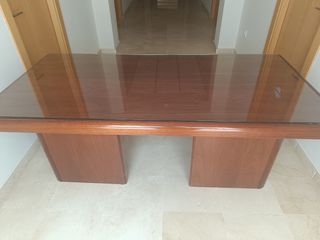Mesa de escritorio madera y cristal