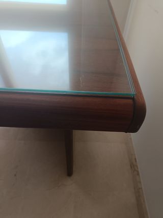 Mesa de escritorio madera y cristal
