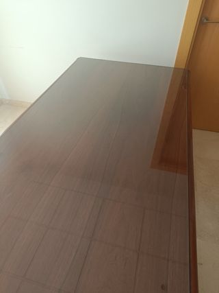 Mesa de escritorio madera y cristal