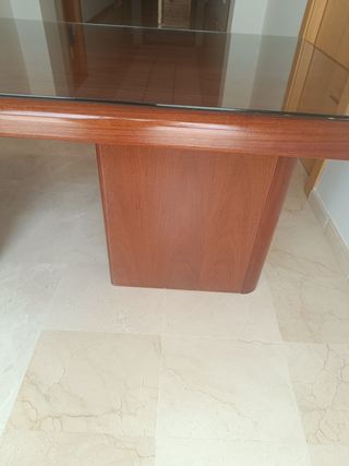 Mesa de escritorio madera y cristal