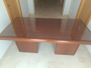 Mesa de escritorio madera y cristal