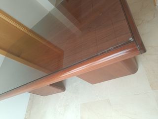Mesa de escritorio madera y cristal