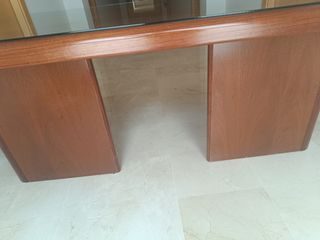 Mesa de escritorio madera y cristal