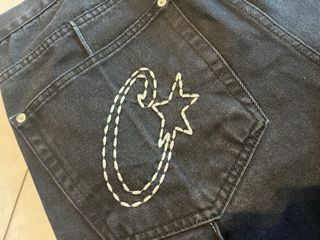 Shorts Jeans Corteiz Neri con Ricami